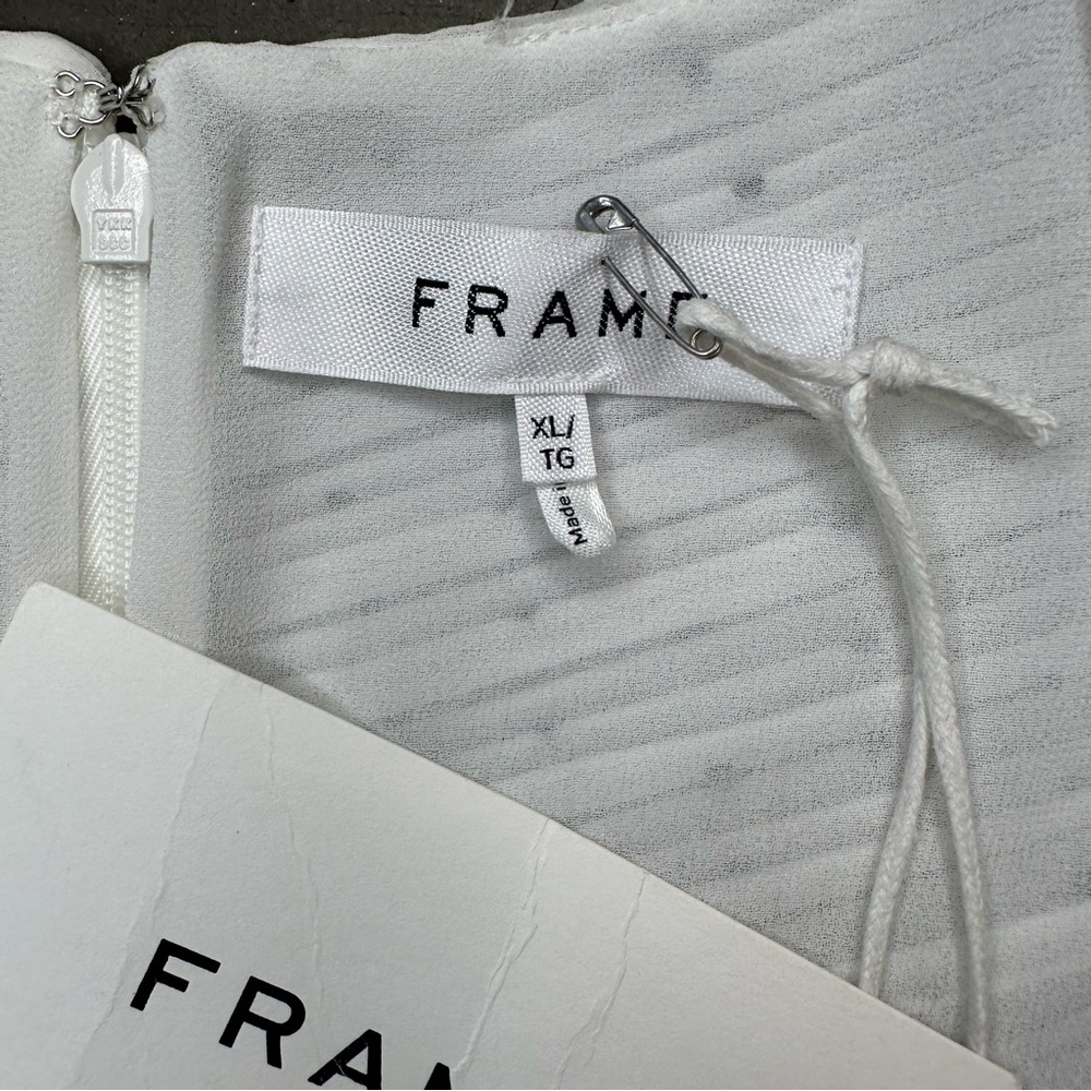 FRAME Gathered Keyhole Tie Neck Dress Sz XL - Picture 11 of 13